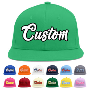 Custom Teal White-Black Flat Eaves Sport Baseball Cap