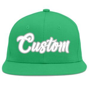 Custom Teal White-Gray Flat Eaves Sport Baseball Cap