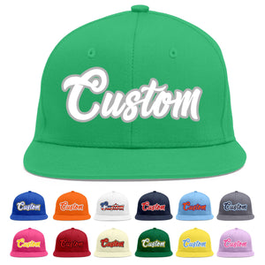 Custom Teal White-Gray Flat Eaves Sport Baseball Cap