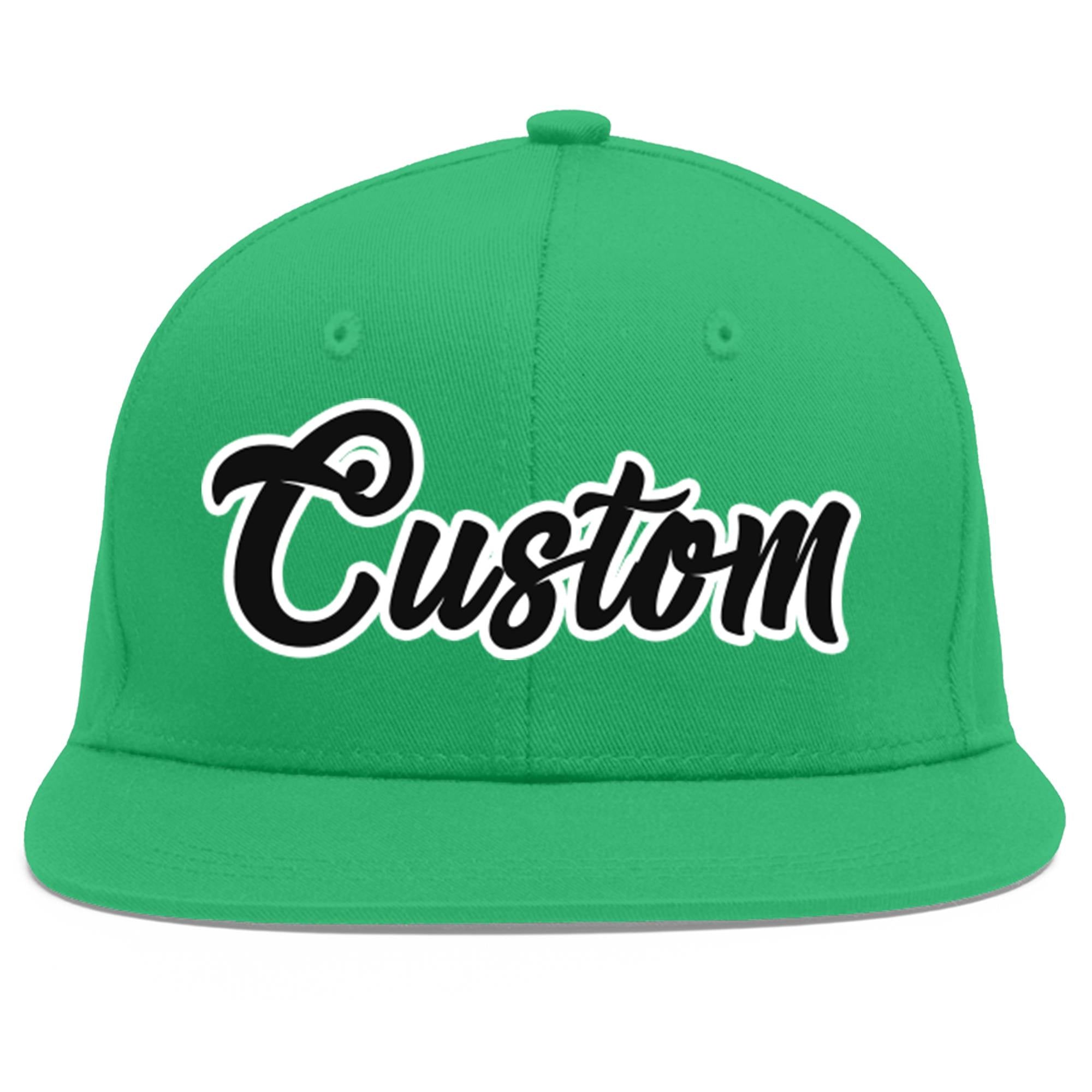 Custom Teal Black-White Flat Eaves Sport Baseball Cap