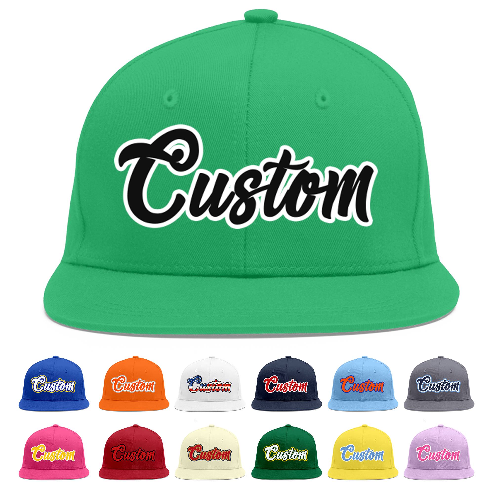 Custom Teal Black-White Flat Eaves Sport Baseball Cap