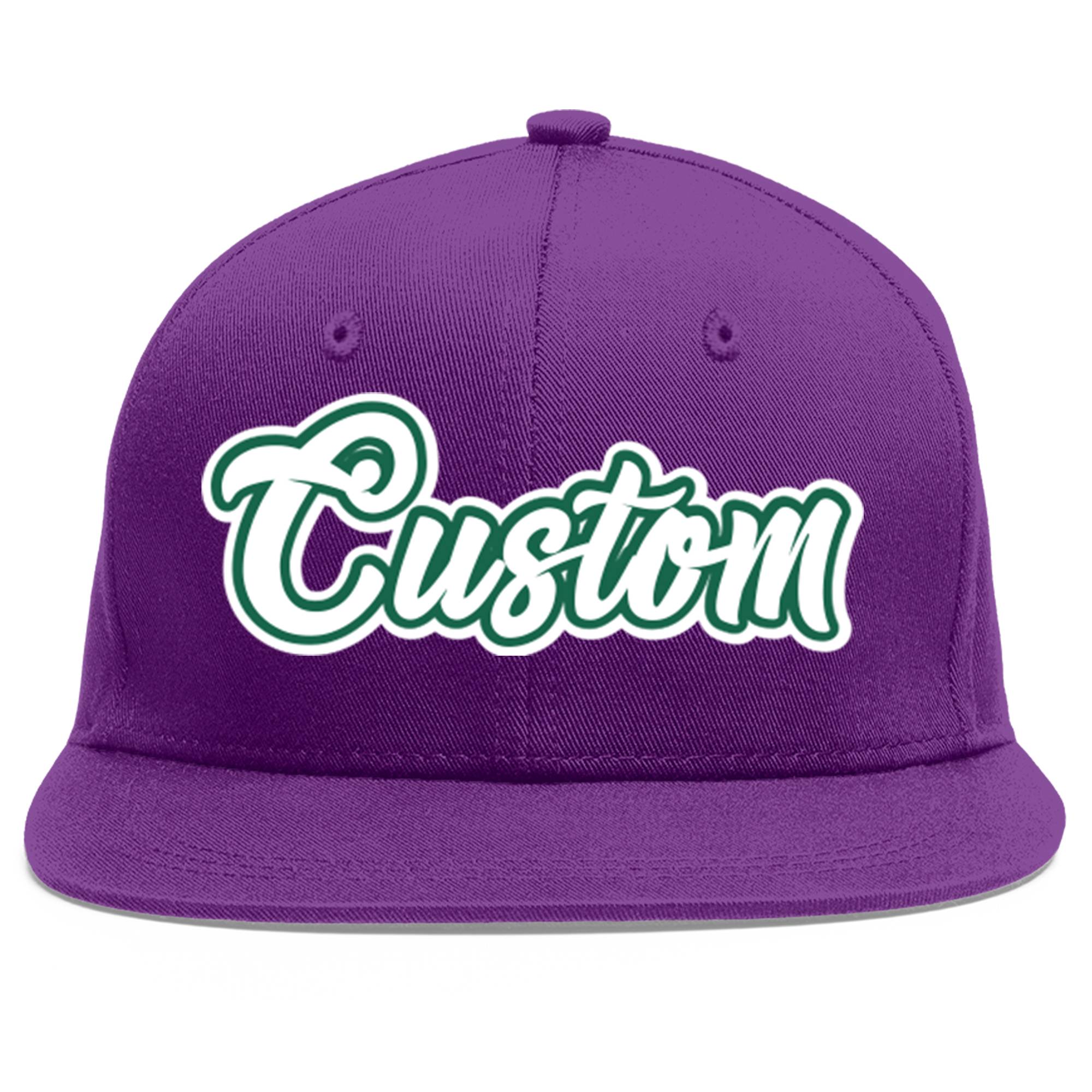 Casquette de baseball personnalisée violet blanc-vert Kelly Flat Eaves