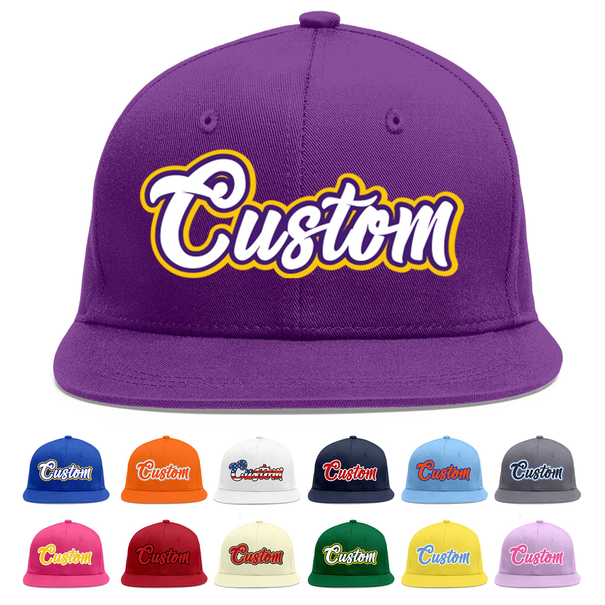 Casquette de baseball sport personnalisée violet blanc-violet plat Eaves