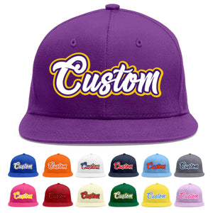 Custom Purple White-purple Flat Eaves Sport Baseball Cap