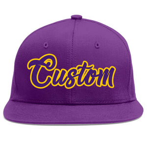 Casquette de baseball personnalisée violet violet-or Flat Eaves Sport