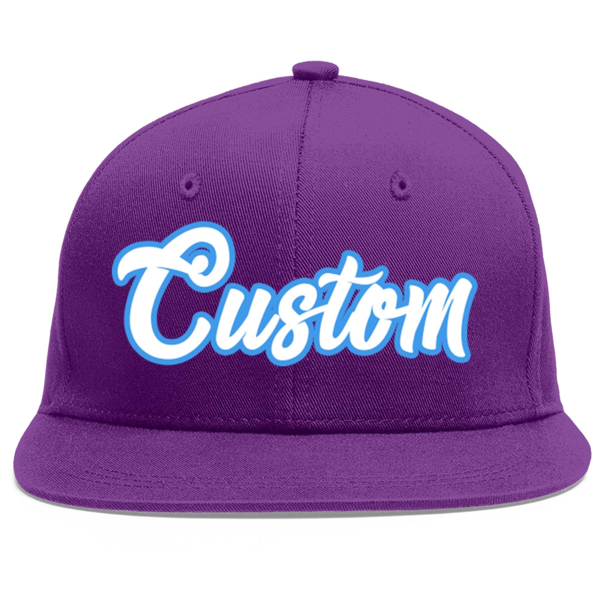 Casquette de baseball sport personnalisée violet blanc-bleu poudre