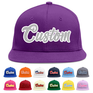 Casquette de baseball sport personnalisée violet gris-blanc à avant-toit plat