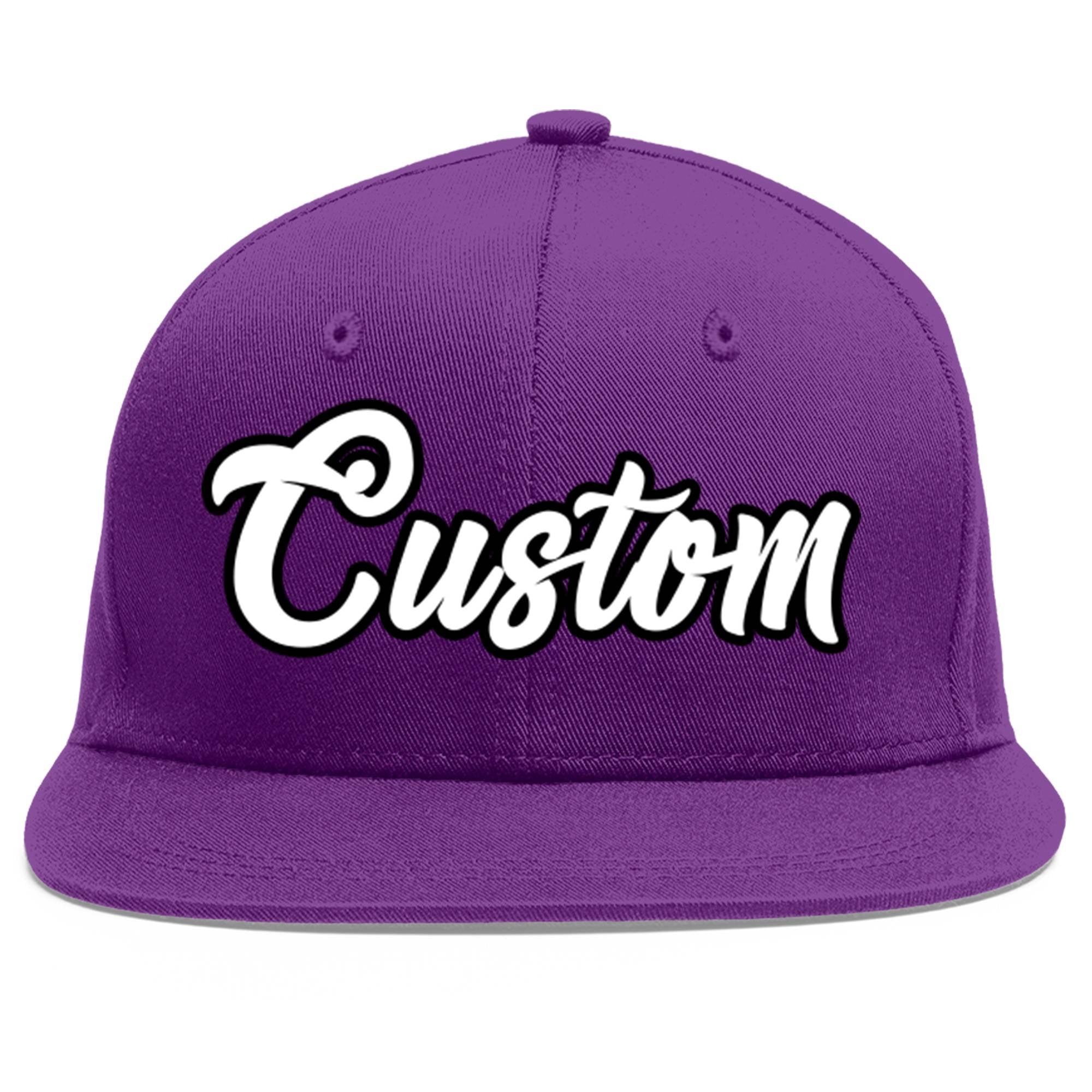 Casquette de baseball sport personnalisée violet blanc-noir Flat Eaves