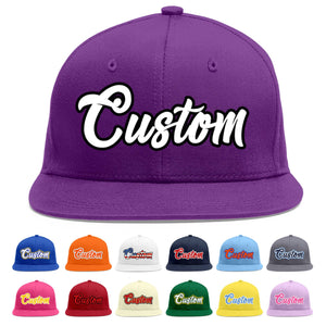 Casquette de baseball sport personnalisée violet blanc-noir Flat Eaves