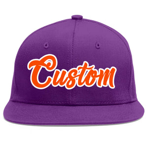 Casquette de baseball sport personnalisée violet orange-blanc plat Eaves