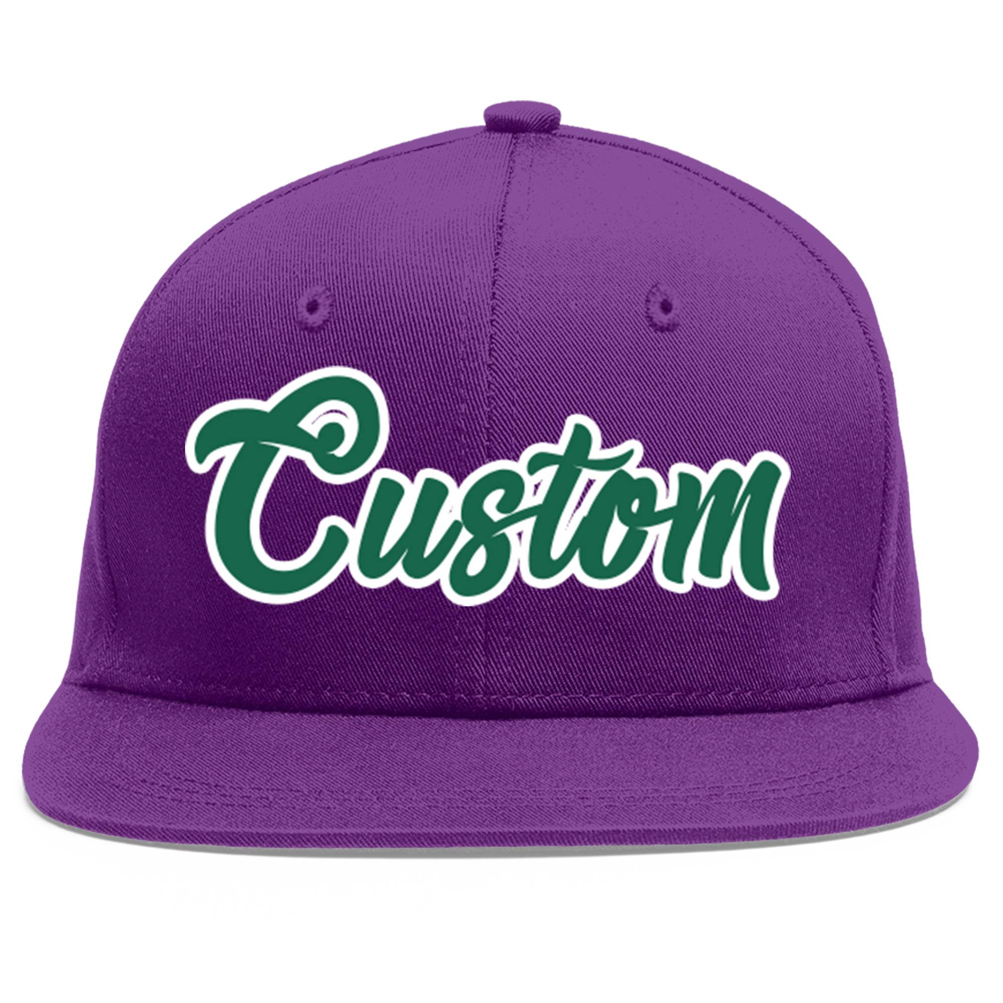 Casquette de baseball personnalisée violet Kelly vert-blanc plat Eaves Sport