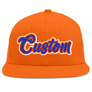 Custom Orange Royal-Orange Flat Eaves Sport Baseball Cap