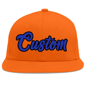 Casquette de baseball sport personnalisée Orange Royal-Black Flat Eaves