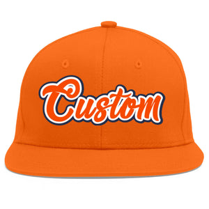 Custom Orange Orange-White Flat Eaves Sport Baseball Cap