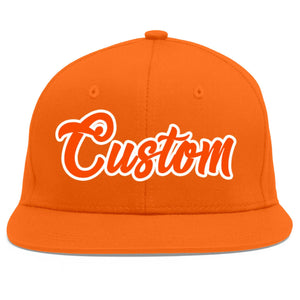 Custom Orange Orange-White Flat Eaves Sport Baseball Cap