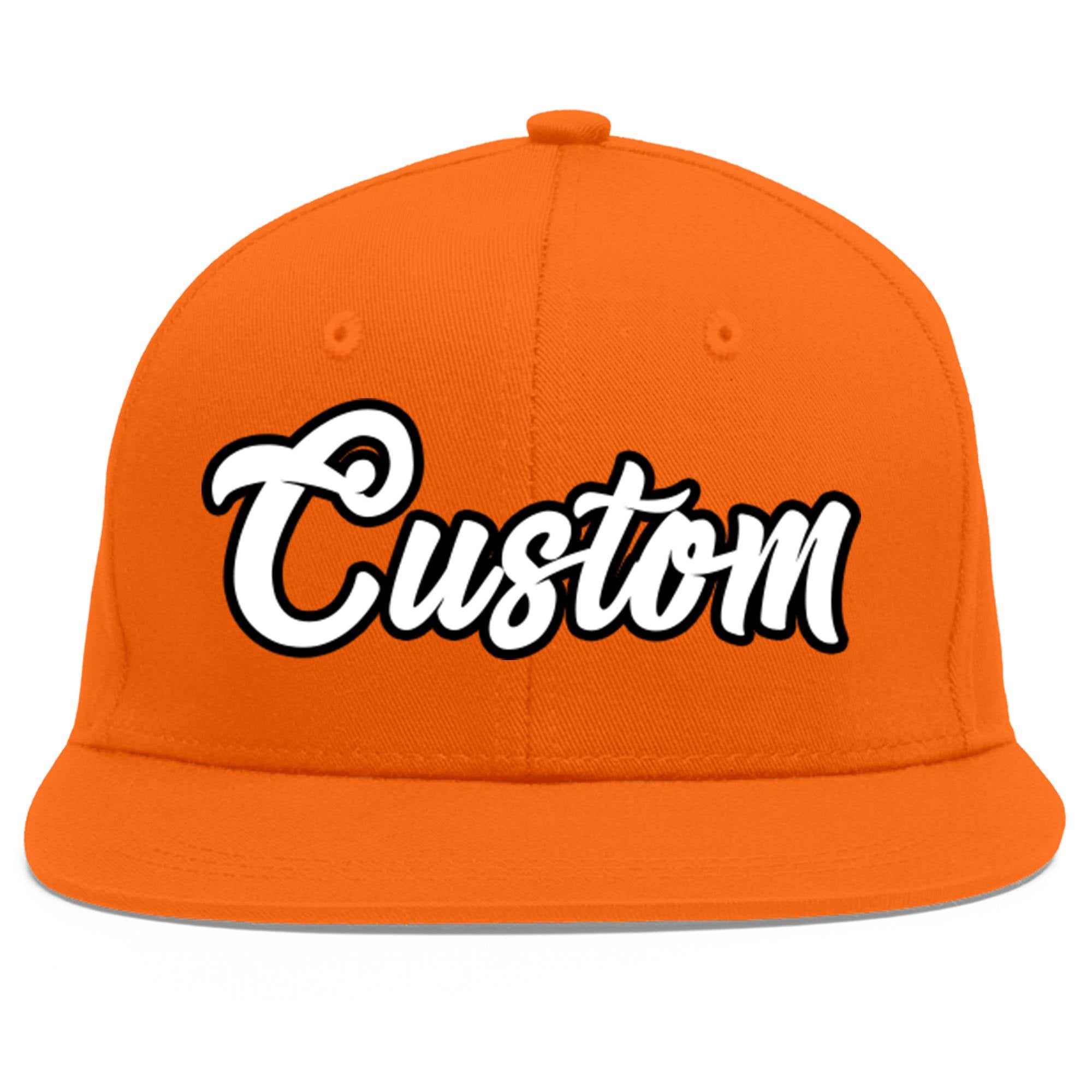 Casquette de baseball sport personnalisée orange blanc-noir Flat Eaves