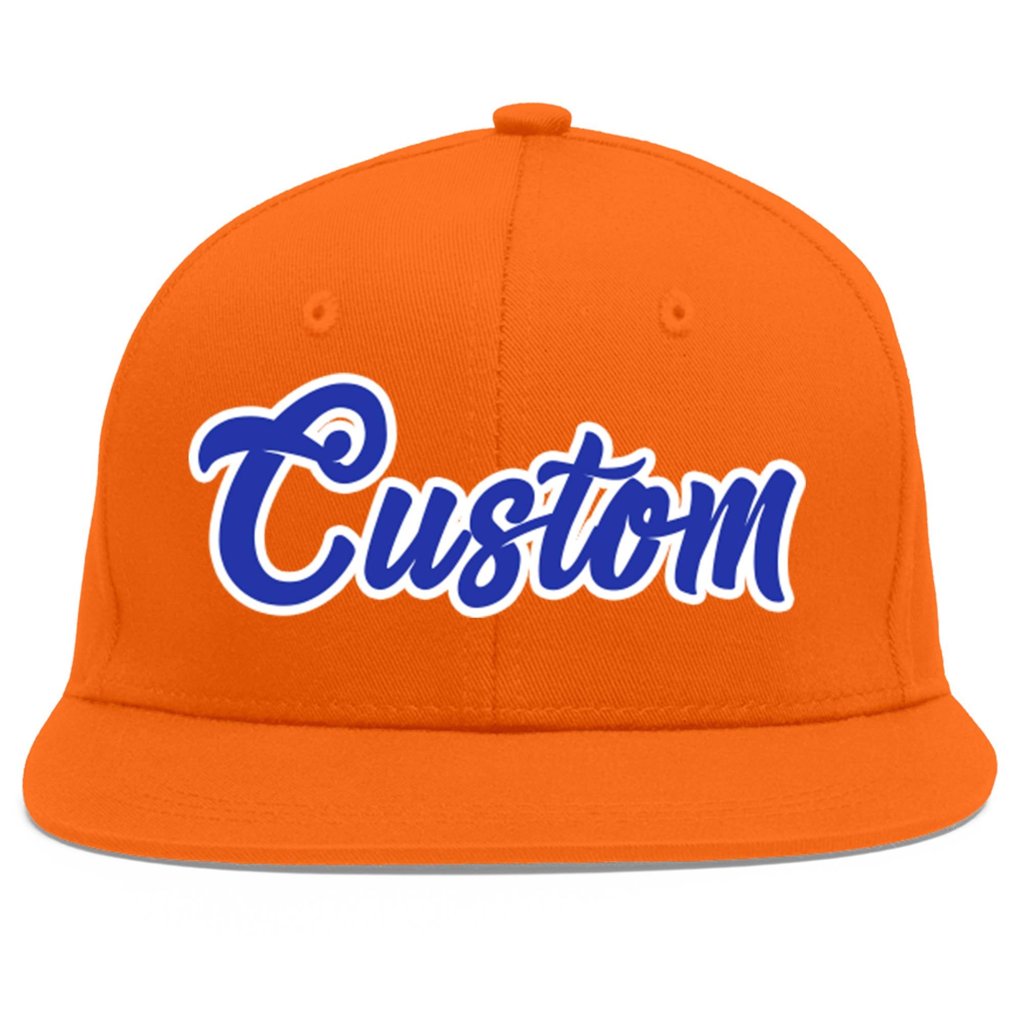 Casquette de baseball sport personnalisée Orange Royal-White Flat Eaves