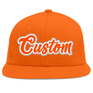 Custom Orange Orange-White Flat Eaves Sport Baseball Cap