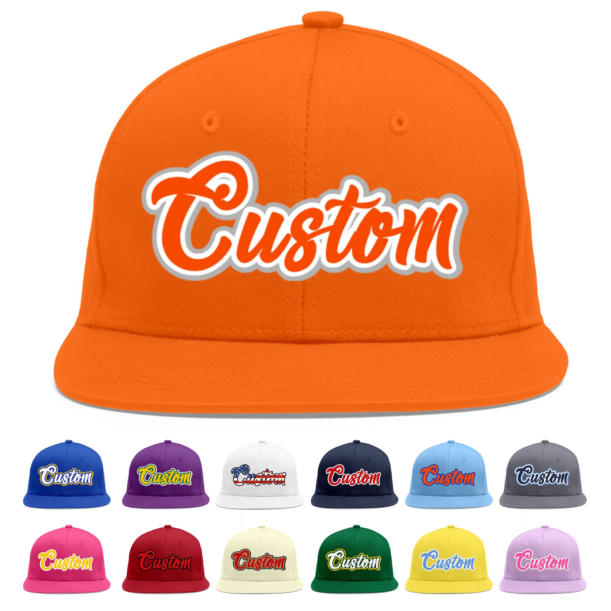 Casquette de baseball sport personnalisée Orange Orange-Blanc Flat Eaves