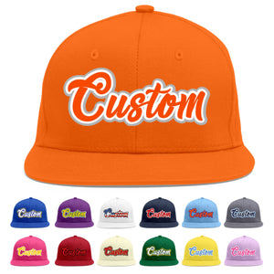 Custom Orange Orange-White Flat Eaves Sport Baseball Cap