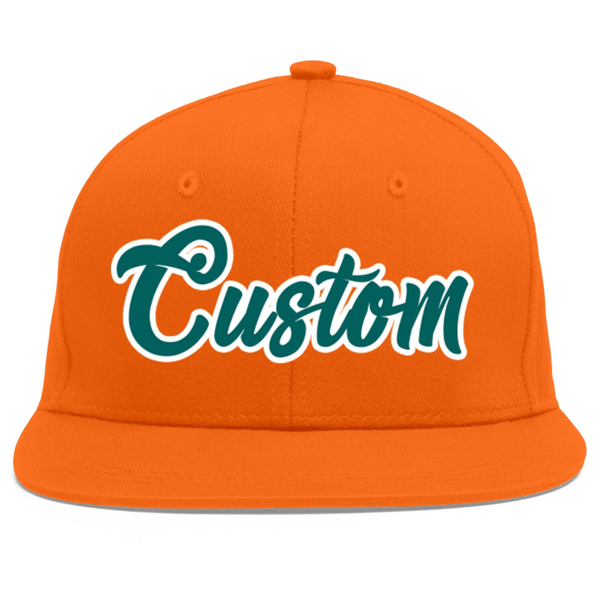 Casquette de baseball sport personnalisée Orange Aqua-White Flat Eaves