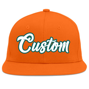 Casquette de baseball sport personnalisée Orange Blanc-Aqua Flat Eaves