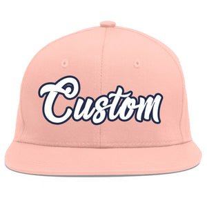 Casquette de baseball sport personnalisée rose blanc-marine Flat Eaves