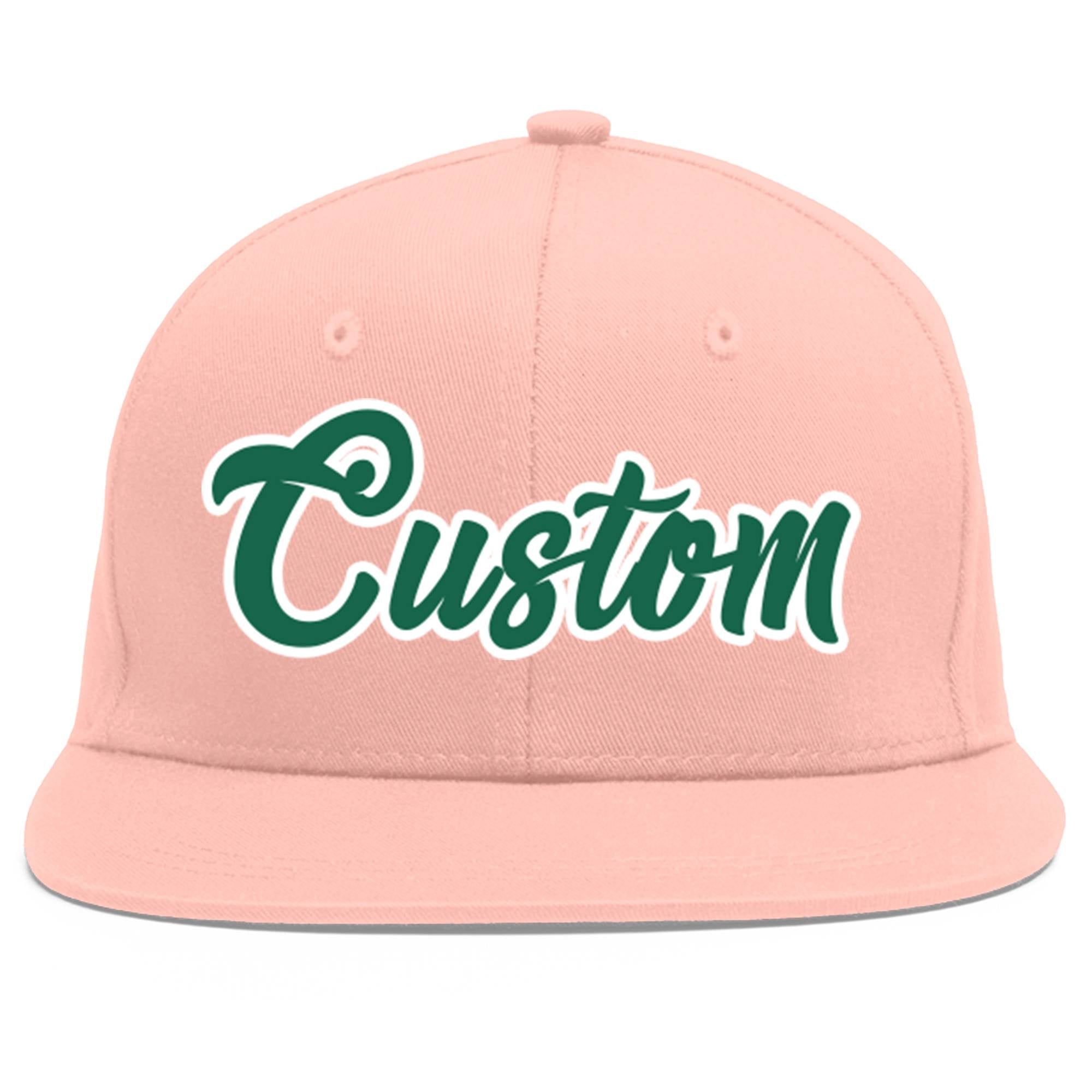 Casquette de baseball personnalisée rose Kelly vert-blanc plat Eaves Sport