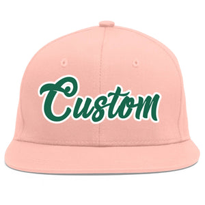 Casquette de baseball personnalisée rose Kelly vert-blanc plat Eaves Sport