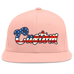 Casquette de baseball de sport rose personnalisée avec drapeau américain vintage et avant-toit plat