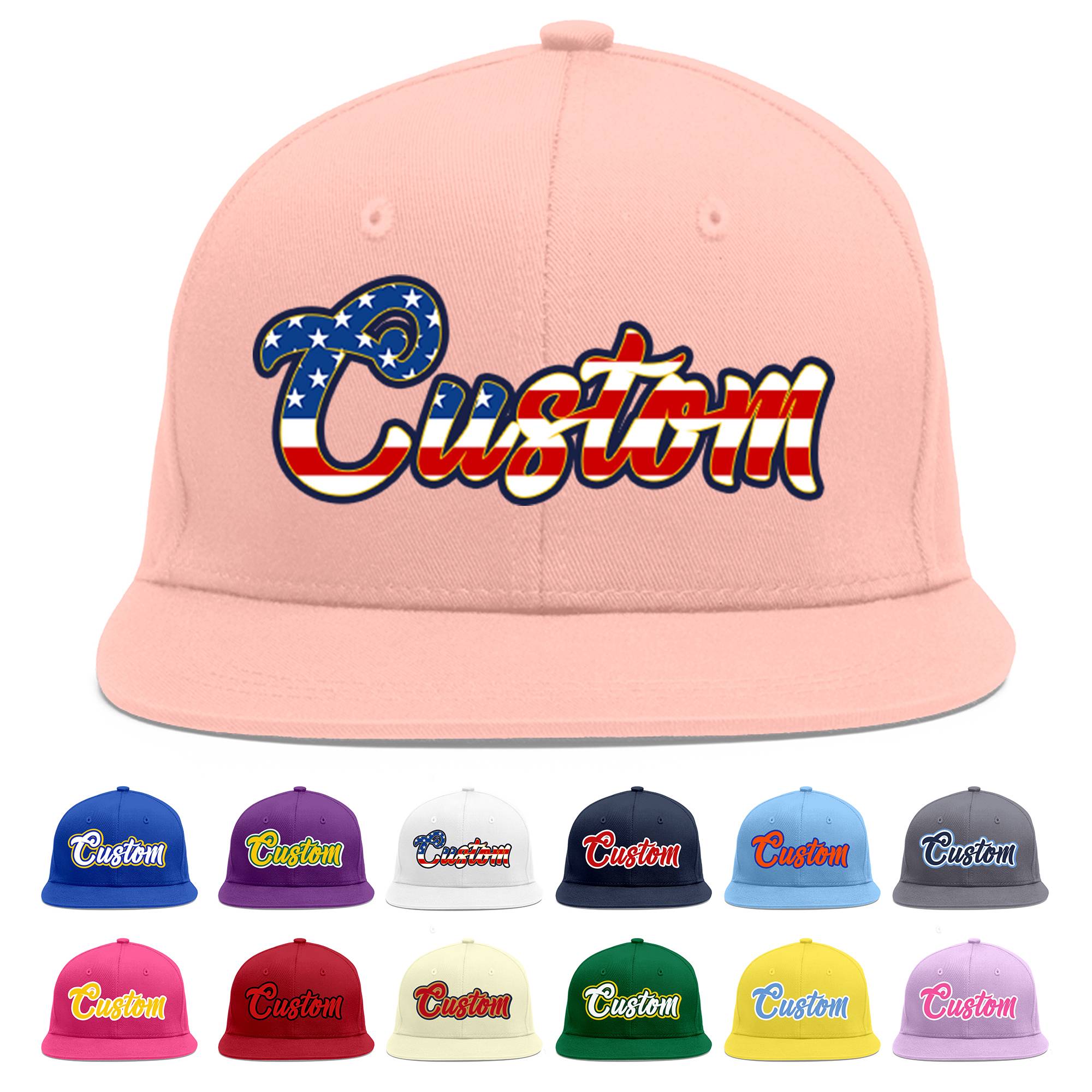 Custom Pink Vintage USA Flag-Gold Flat Eaves Sport Baseball Cap