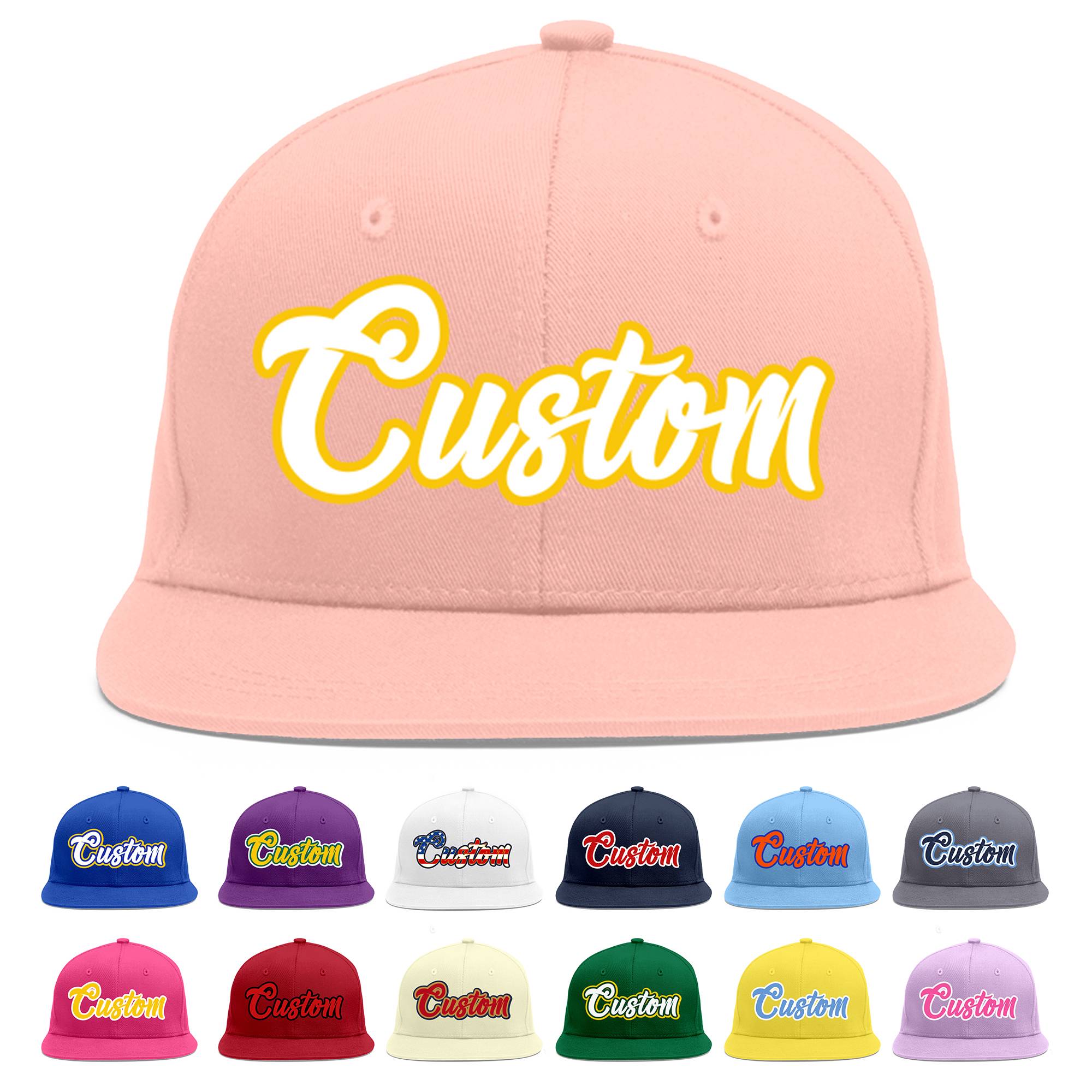 Casquette de baseball sport personnalisée rose blanc-or Flat Eaves