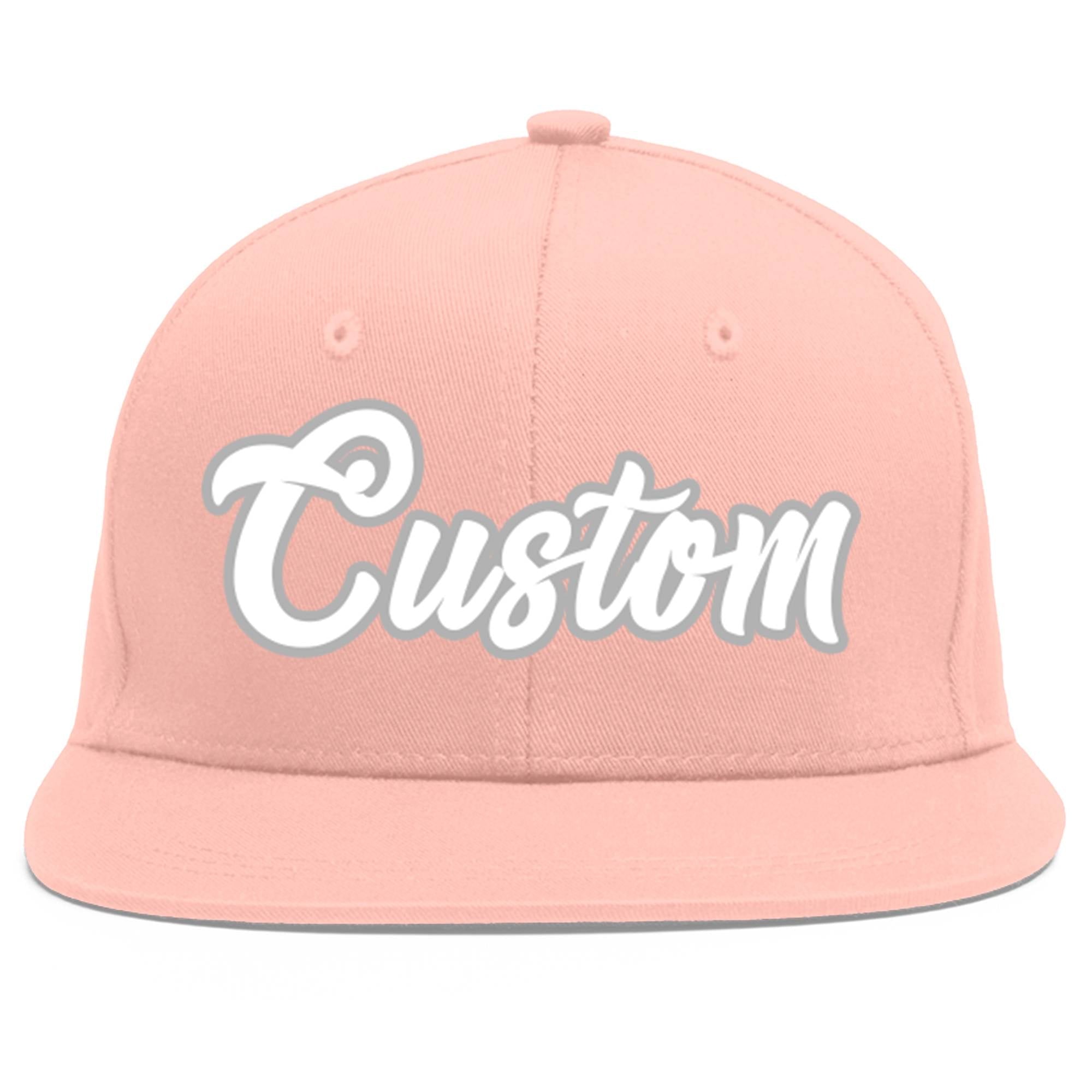 Custom Pink White-Gray Flat Eaves Sport Baseball Cap