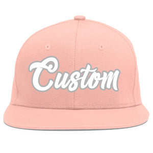 Casquette de baseball sport personnalisée rose blanc-gris Flat Eaves