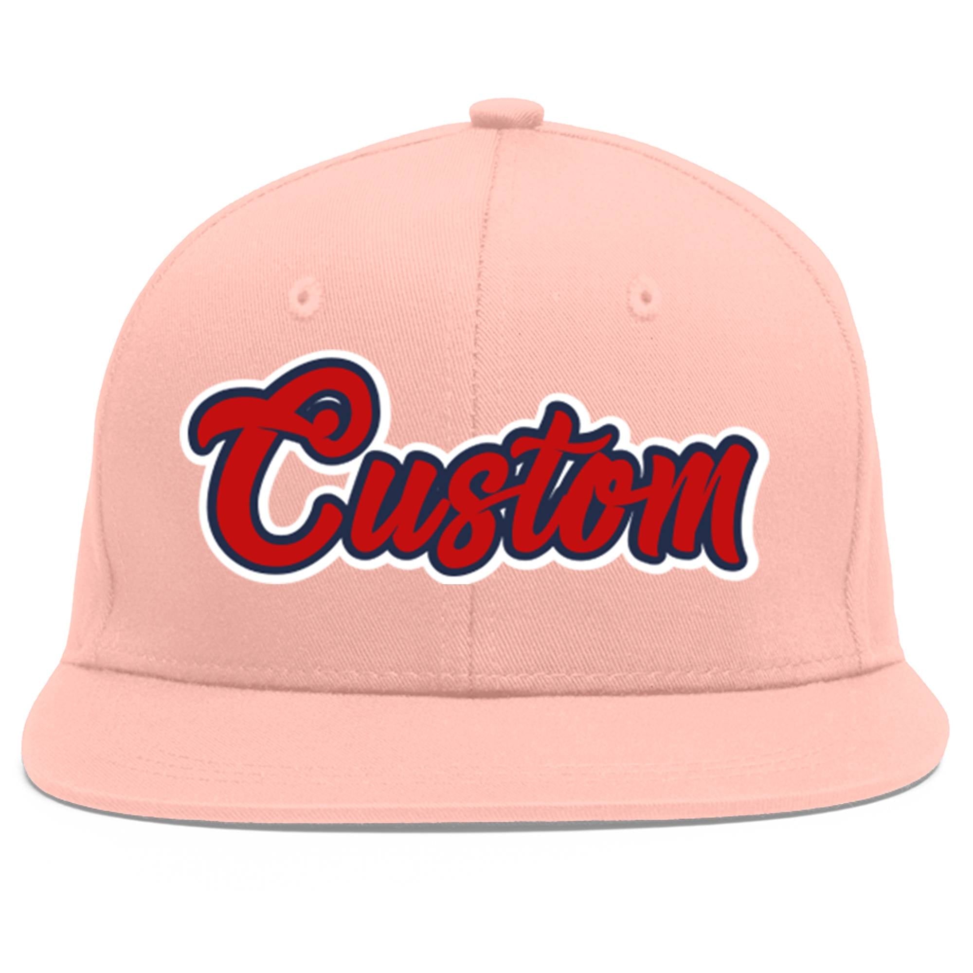 Casquette de baseball sport personnalisée rose rouge-marine Flat Eaves