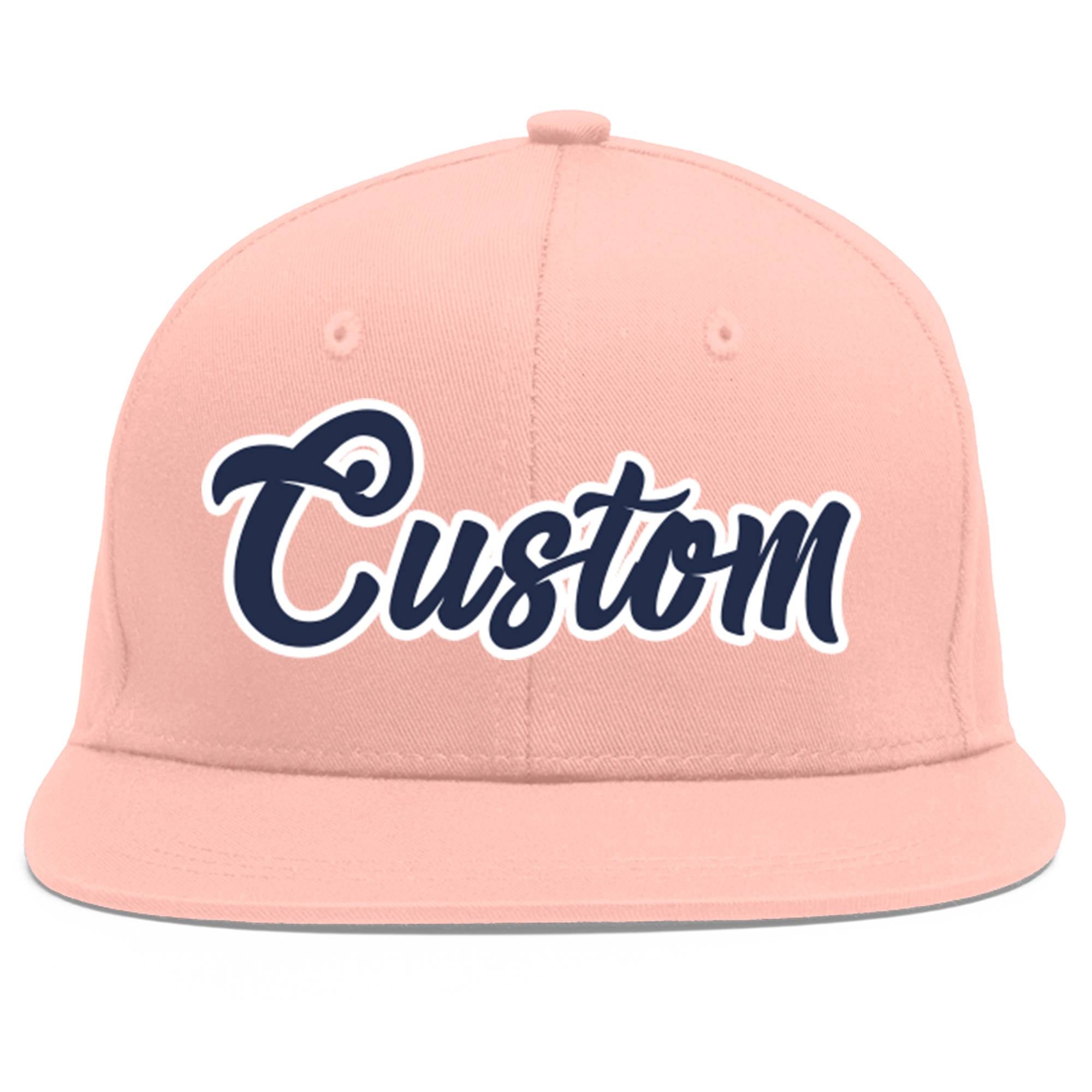 Casquette de baseball sport personnalisée rose marine-blanc à Eaves plates