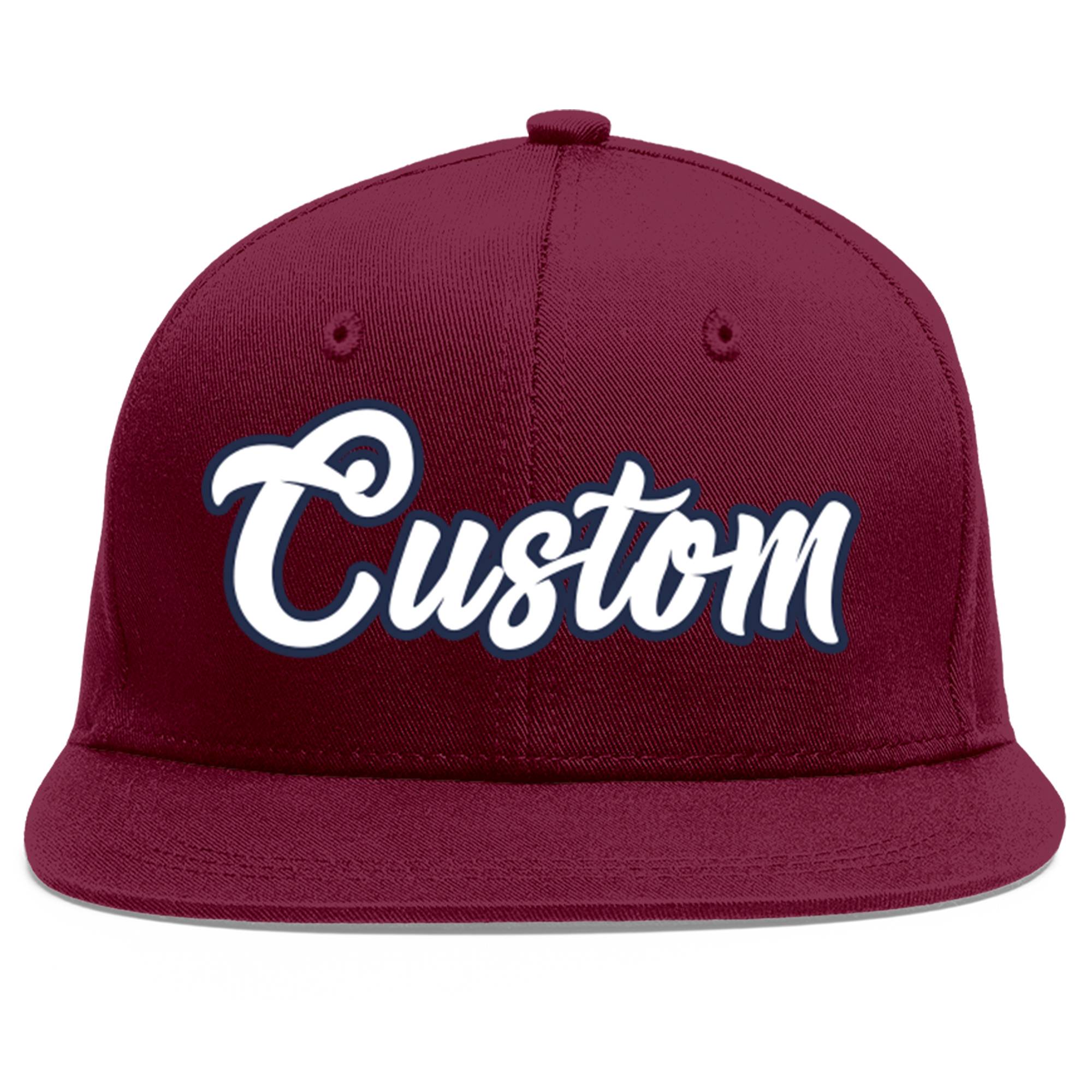 Casquette de baseball personnalisée Crimson White-Navy Flat Eaves Sport