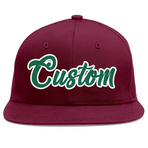 Casquette de baseball personnalisée Crimson Kelly vert-blanc Flat Eaves Sport