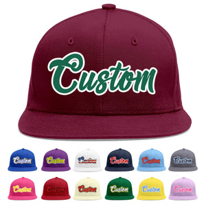 Casquette de baseball personnalisée Crimson Kelly vert-blanc Flat Eaves Sport