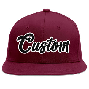 Casquette de baseball personnalisée Crimson Noir-Blanc Flat Eaves Sport