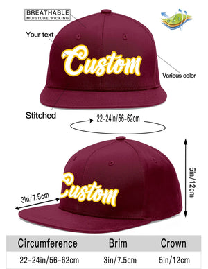 Custom Crimson White-Gold Flat Eaves Sport Baseball Cap