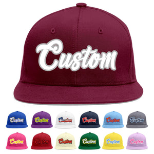 Custom Crimson White-Gray Flat Eaves Sport Baseball Cap