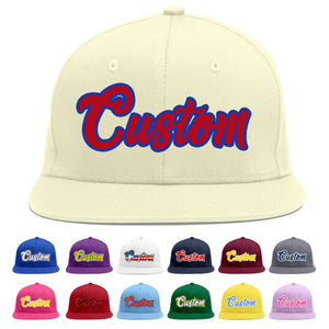 Casquette de baseball personnalisée Crème Rouge-Royal Flat Eaves Sport