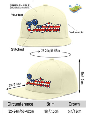 Custom Cream Vintage USA Flag-Gold Flat Eaves Sport Baseball Cap