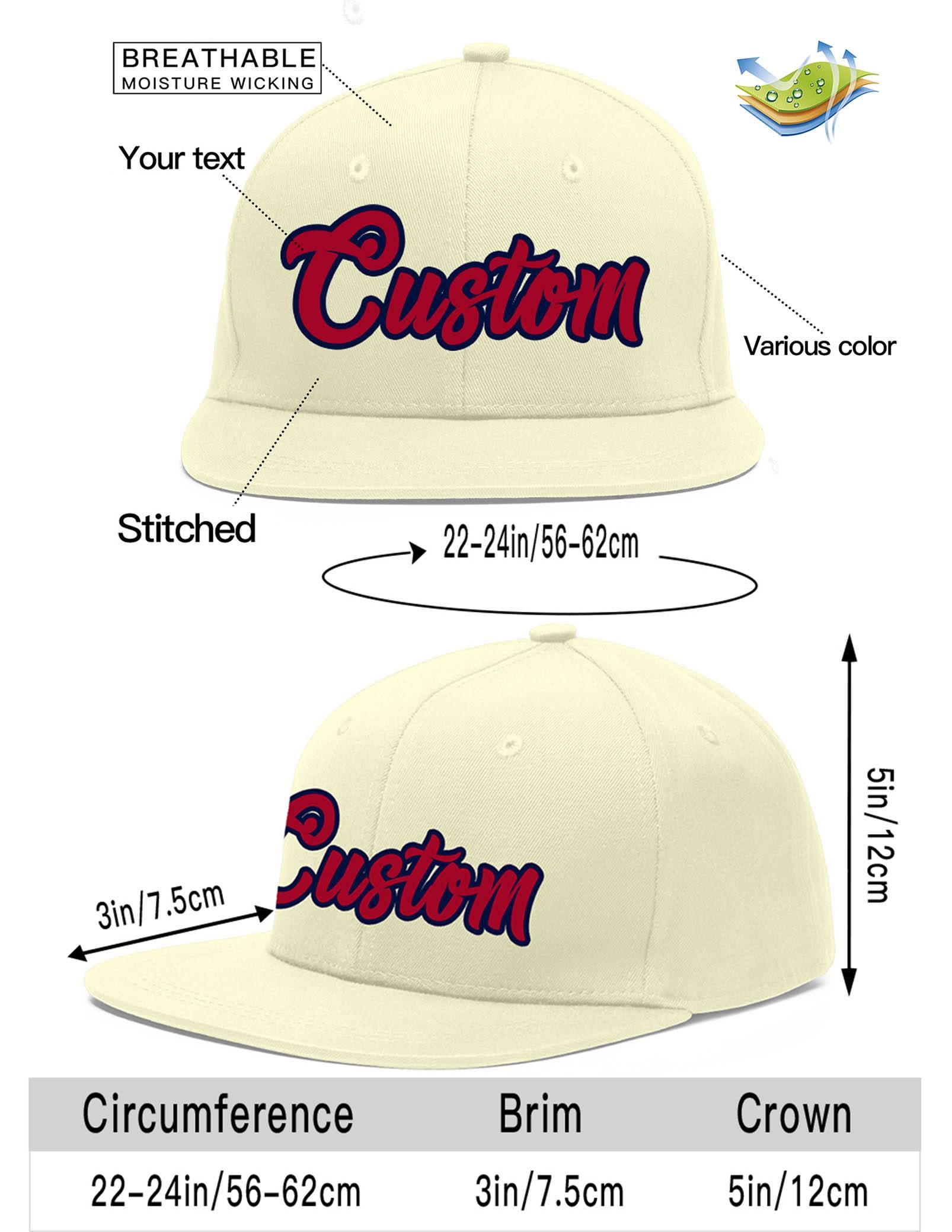 Custom Cream Red-Navy Flat Eaves Sport Baseball Cap