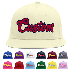 Casquette de baseball sport personnalisée crème rouge-marine Flat Eaves