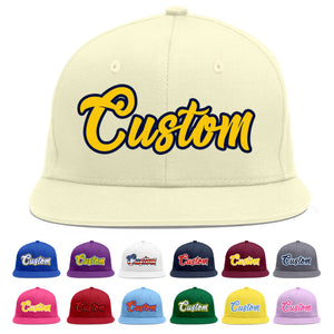 Casquette de baseball sport personnalisée crème or-marine plate Eaves