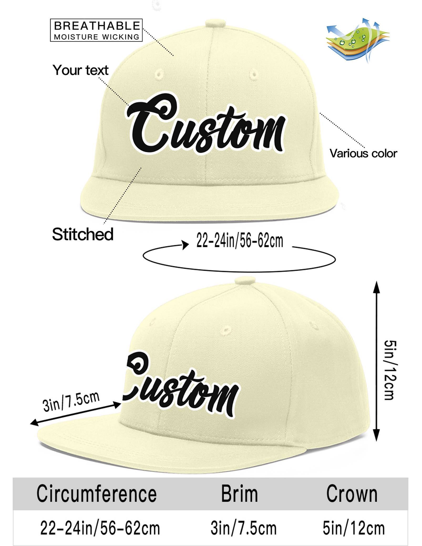 Custom Cream Black-White Flat Eaves Sport Baseball Cap