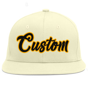 Casquette de baseball sport plate Eaves crème personnalisée noir-jaune