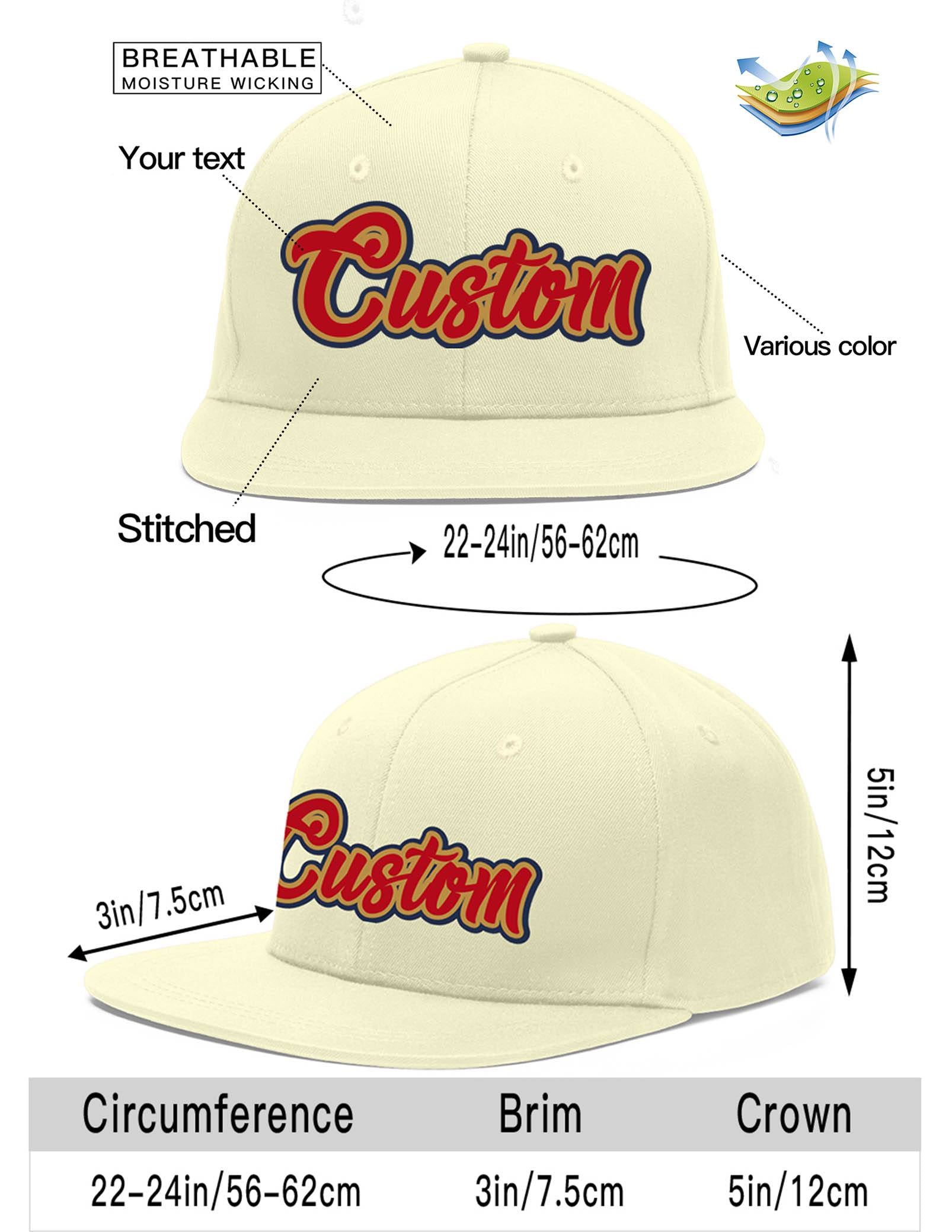 Custom Cream Red-Old Gold Flat Eaves Sport Baseball Cap